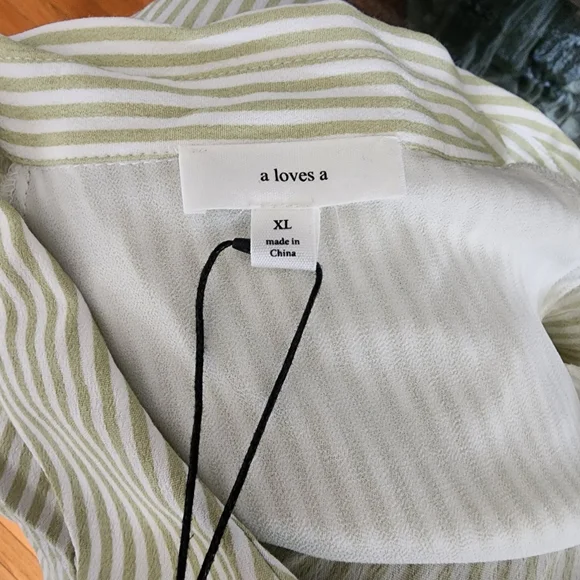 A Loves A Collared Green And White Maxi Dress Nwt Size XL - Picture 5 of 6